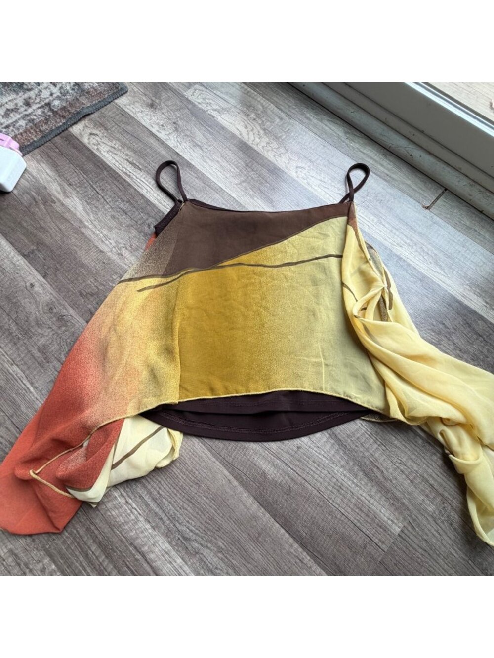 Sheer Yellow & Brown Gradient Sleeveless Womens Top By Cheeky Size S USA